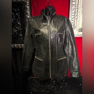 AWESOME VINTAGE DISTRESSED Women's Black Leather Jacket